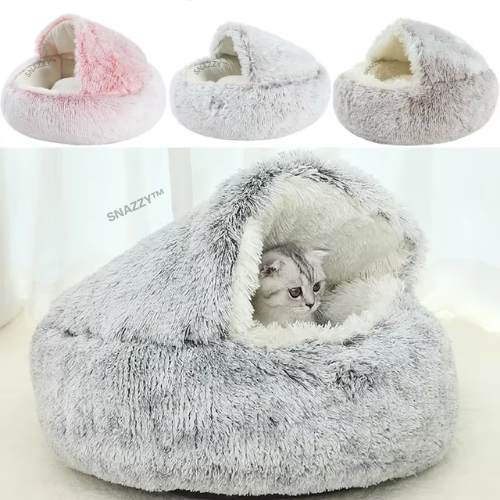 MeowHaven Cozy All in One Cat Winter-Pet Bed- Plush Round Cushion