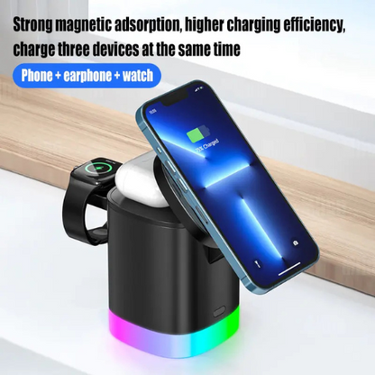 ChargePro 3-in-1 Magnetic Wireless Charger Stand - Multi-Device Charger with LED Lighting