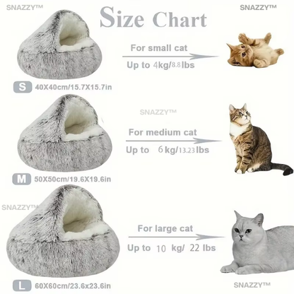 MeowHaven Cozy All in One Cat Winter-Pet Bed- Plush Round Cushion