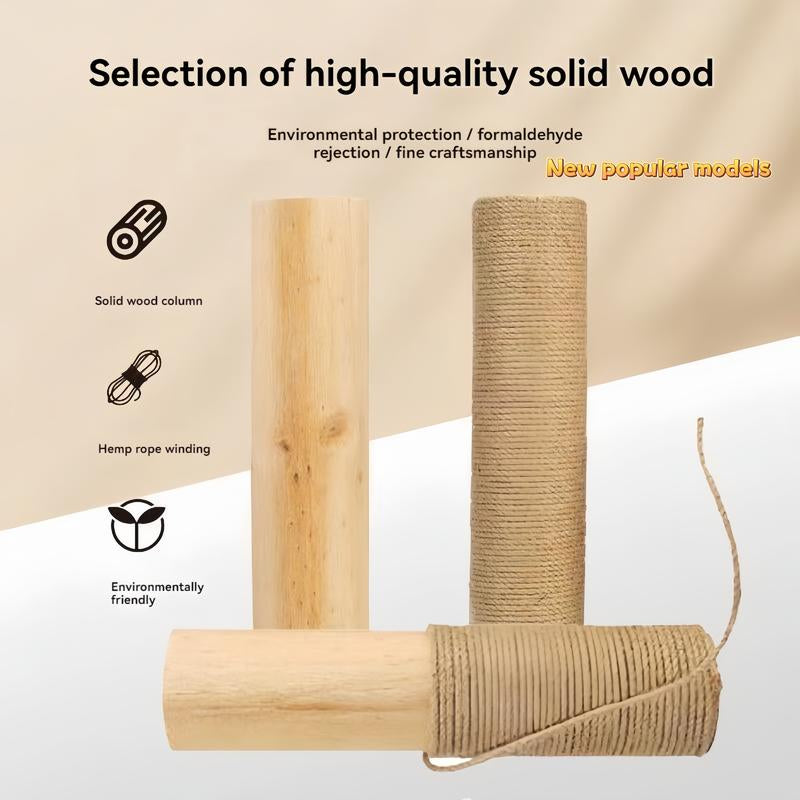 Premium Vertical Cat Scratching Post – Solid Wood & Sisal, Durable Indoor Cat Furniture for Claw Care & Play